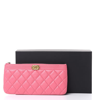Chanel Lambskin Quilted Small Boy Zipped Pouch Pink 11 of 11