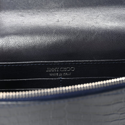 Jimmy Choo Calfskin Crocodile Embossed Palace Crossbody Navy 6 of 10
