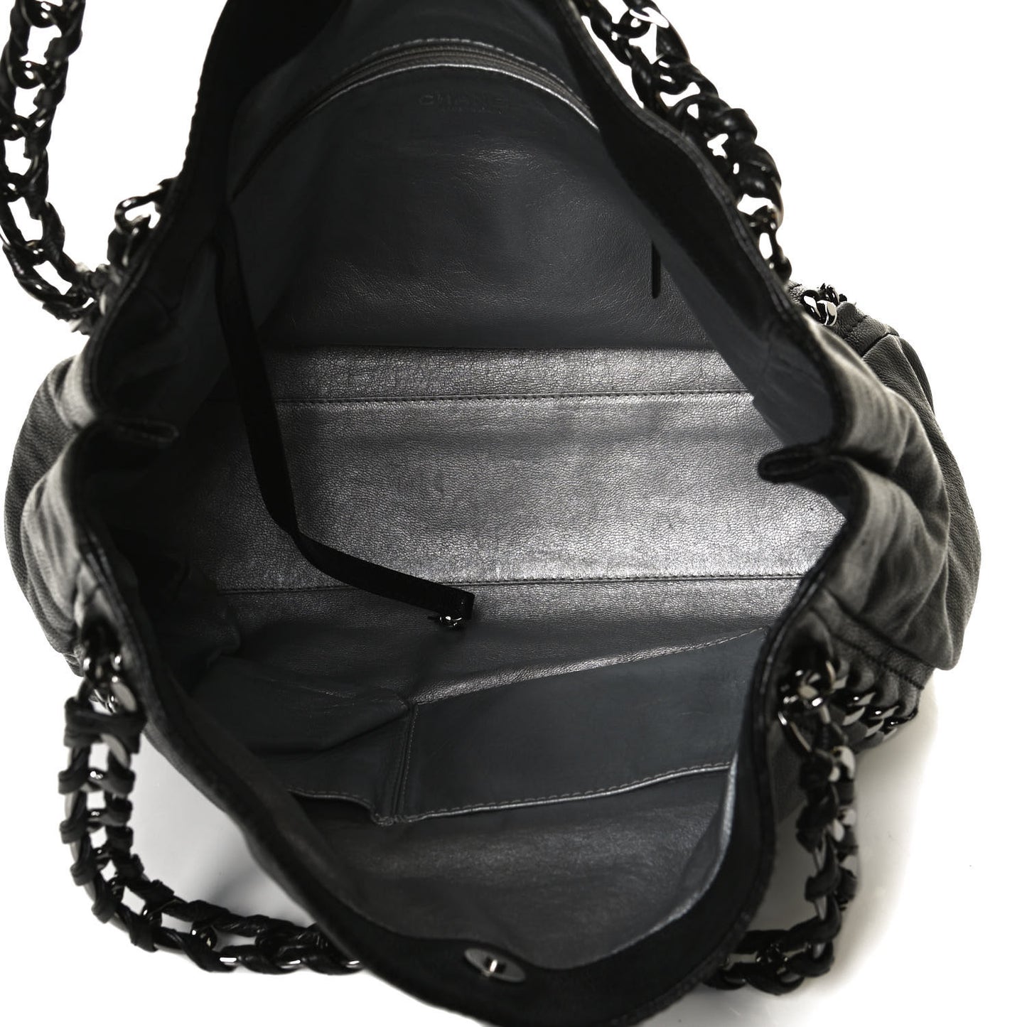 Glazed Caviar Modern Chain Tote Black