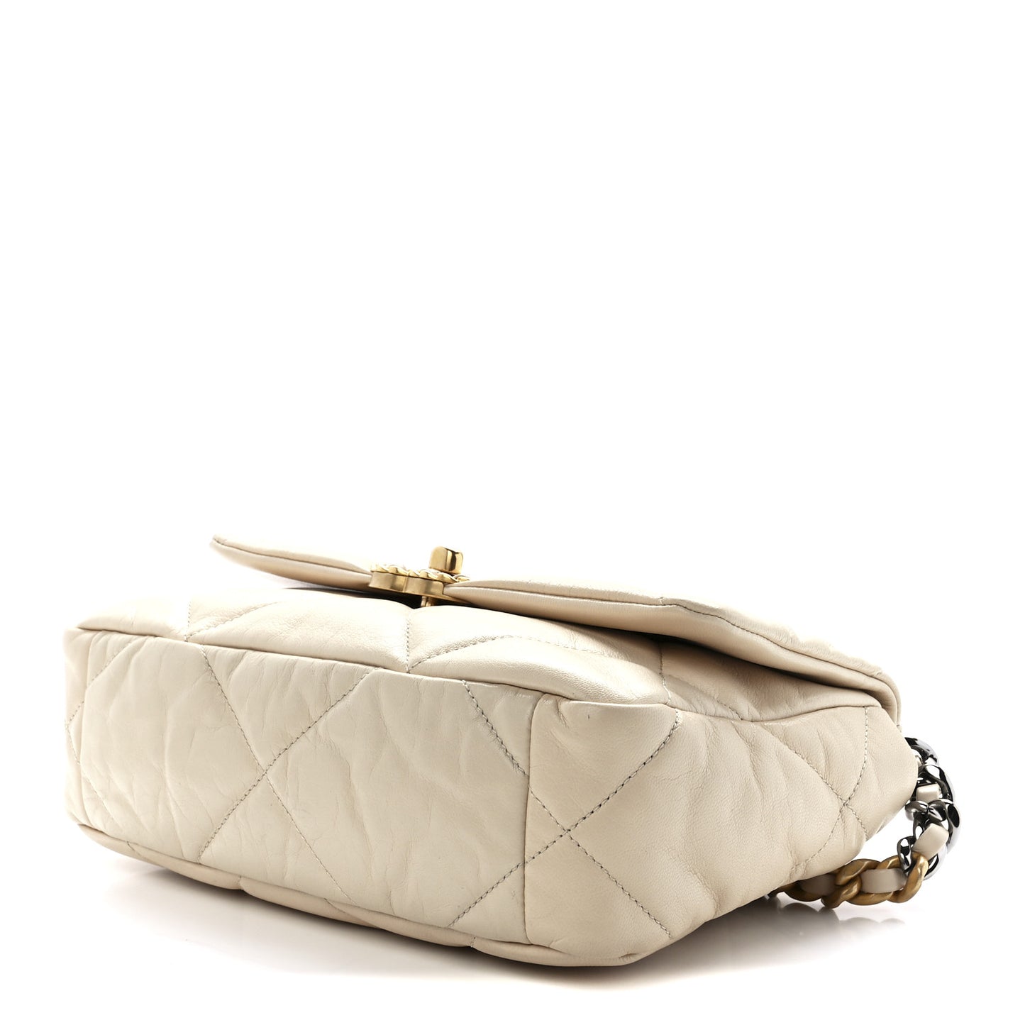Lambskin Quilted Medium Chanel 19 Flap Light Beige