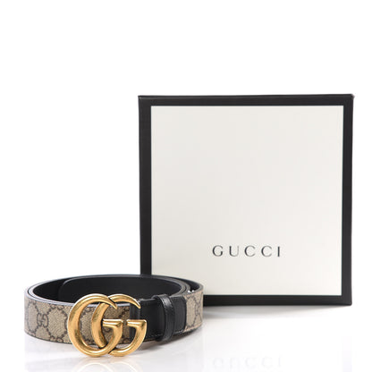 Gucci GG Supreme Monogram Matte Plutone Calfskin Double G 30mm Belt 100 40 Beige Ebony Black 5 of 5