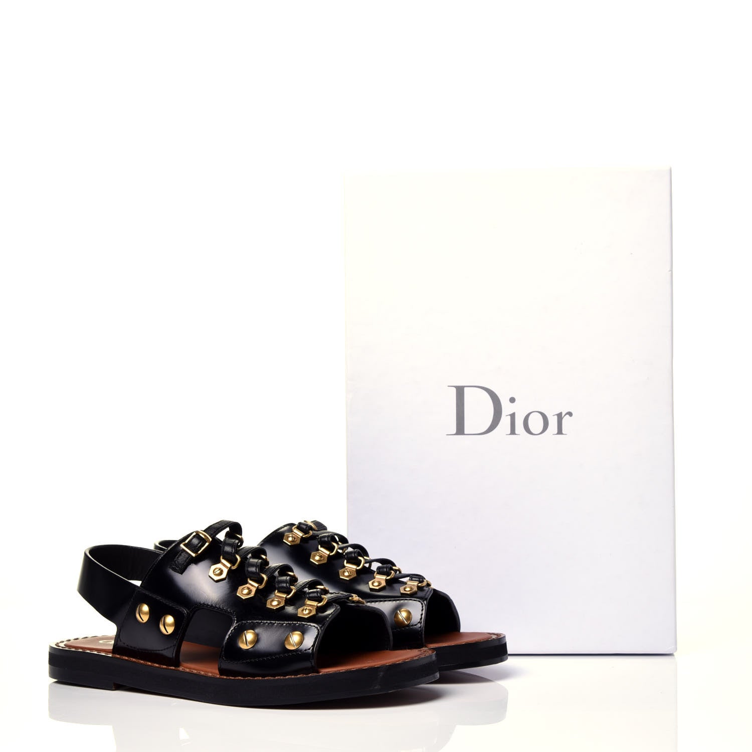 Christian Dior Calfskin D-Trap Flat Sandals 35.5 Black 12 of 12