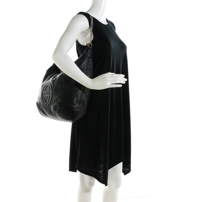 Gucci Pebbled Calfskin Medium Soho Chain Hobo Black 2 of 7
