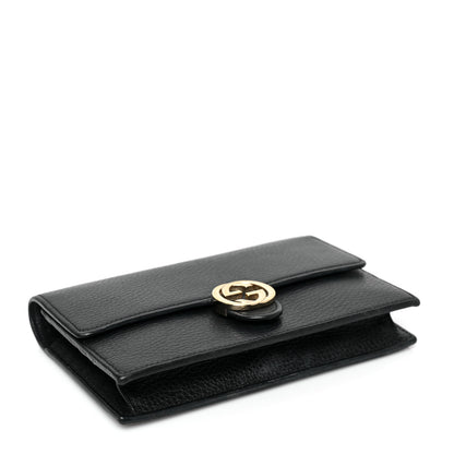Gucci Dollar Calfskin Interlocking G Chain Wallet Black 4 of 9