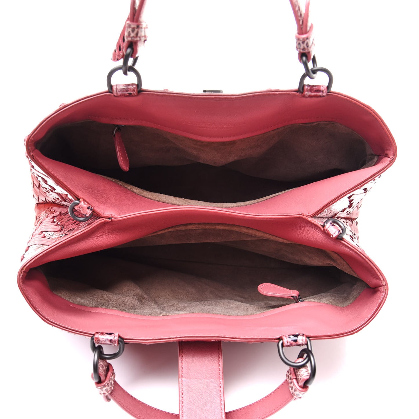 Nappa Intrecciato Snakeskin Large Flow Wave Tote Red