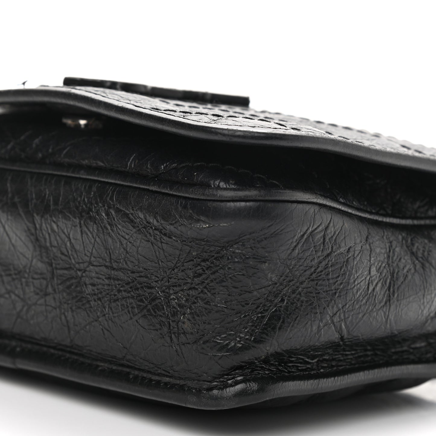 Crinkled Calfskin Matelasse Monogram Niki Chain Wallet Black