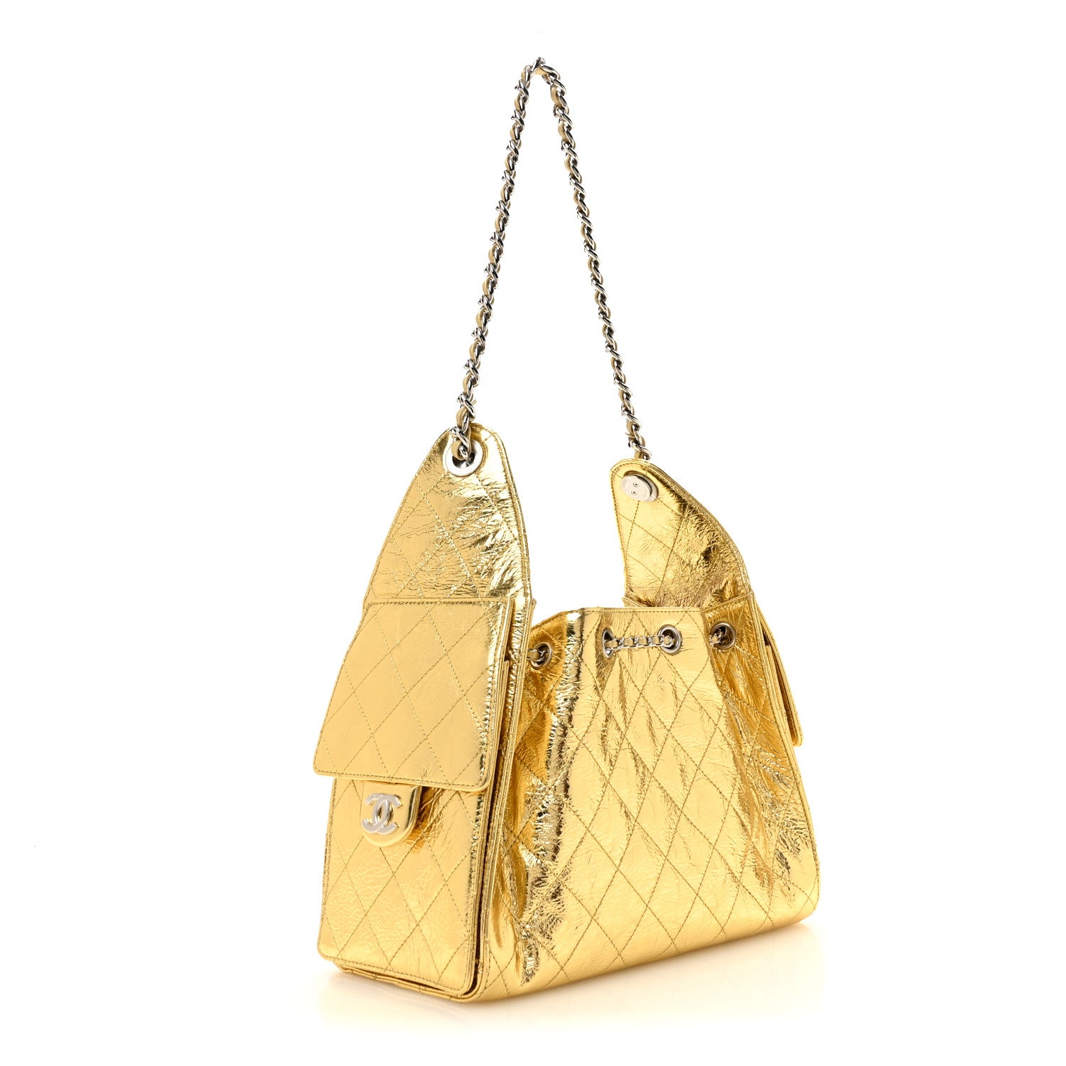 Chanel Metallic Aged Calfskin Quilted Small Chanel 25 Handbag Gold 3 of 15