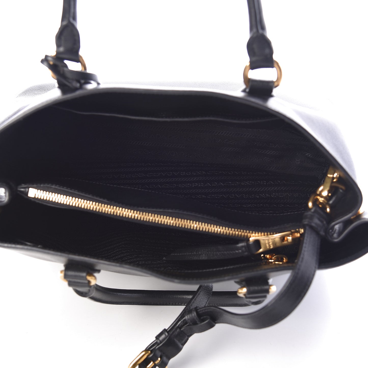 Glace Calfskin Embossed Logo Tote Black