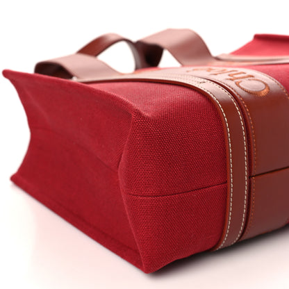 Chloe Canvas Calfskin Medium Woody Ribbon Tote Dark Red 8 of 9