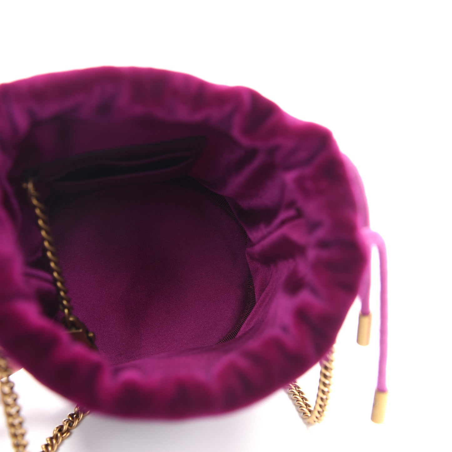 Velvet Matelasse Mini GG Marmont 2.0 Bucket Bag Fuchsia Violet Cyclamen