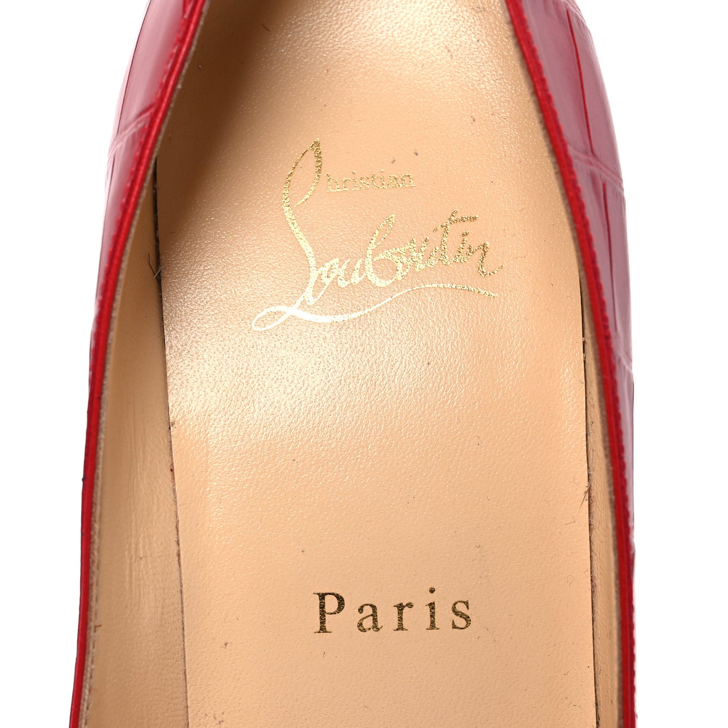Calfskin Crocodile Embossed Kate 100 Pumps 38 Red