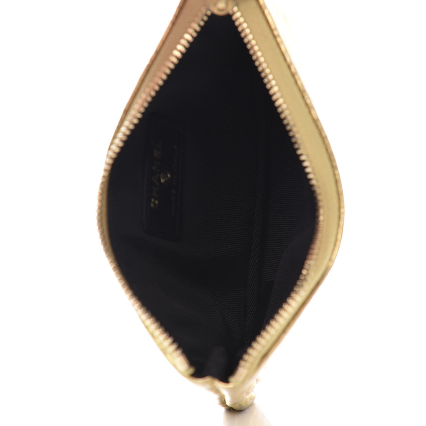 Metallic Calfskin Crocodile Embossed Cocodile Cosmetic Case Gold