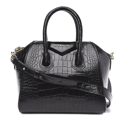 Givenchy Calfskin Crocodile Embossed Mini Antigona Black 1 of 9