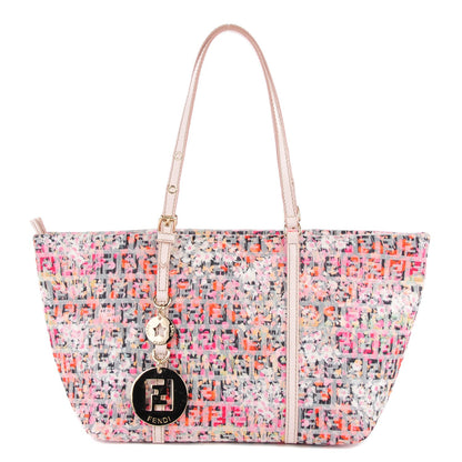Fendi Zucchino Vitello Floral Forever Shopper Tote Rosa Papaya Rosa Confetto 1 of 11