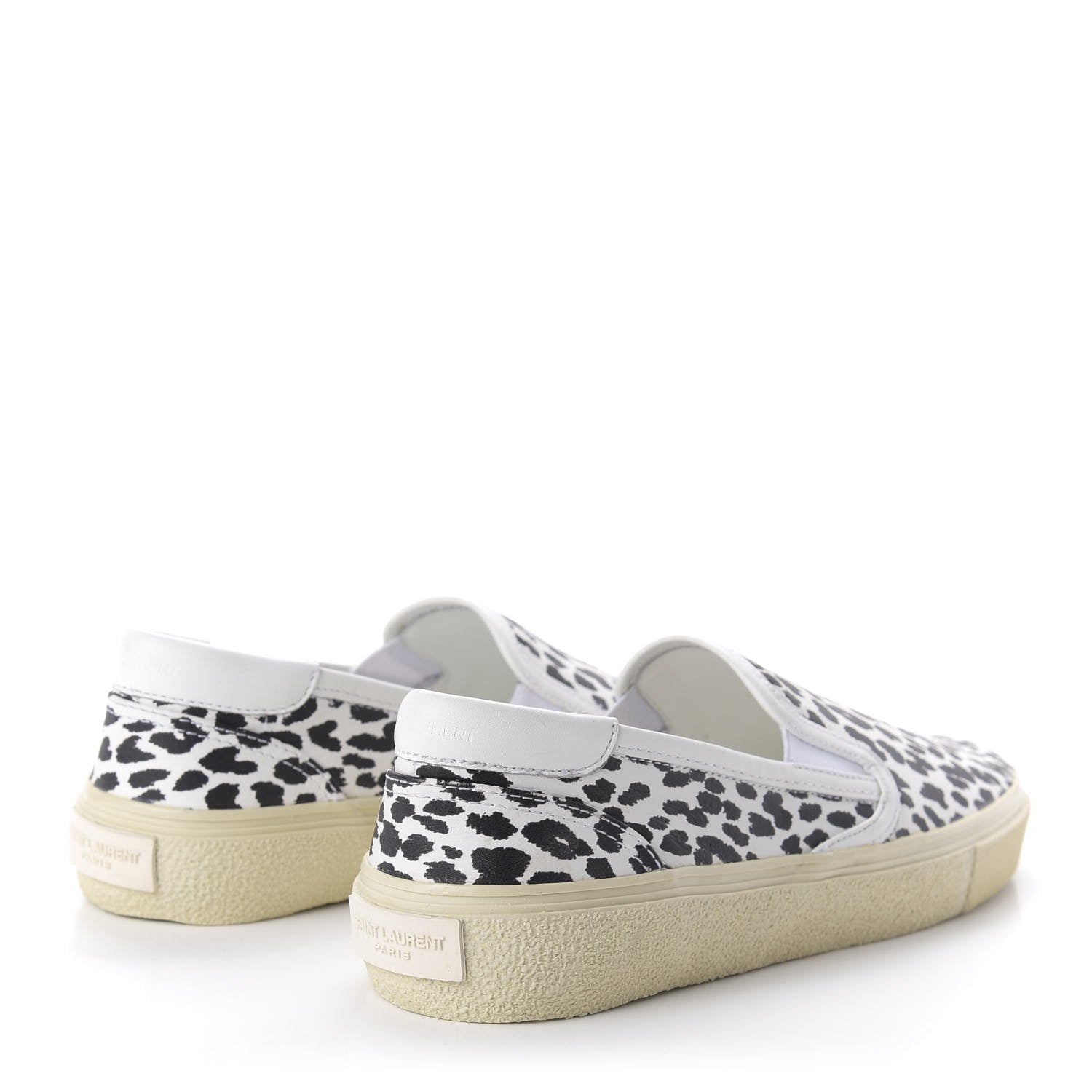 Saint Laurent Soft Calfskin Babycat Leopard Womens Skate Slip On Sneakers 39 Black White 4 of 10