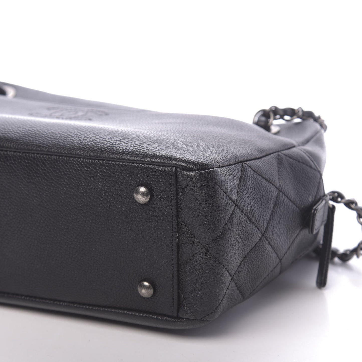 Caviar Quilted Large Coco Camera Case Black