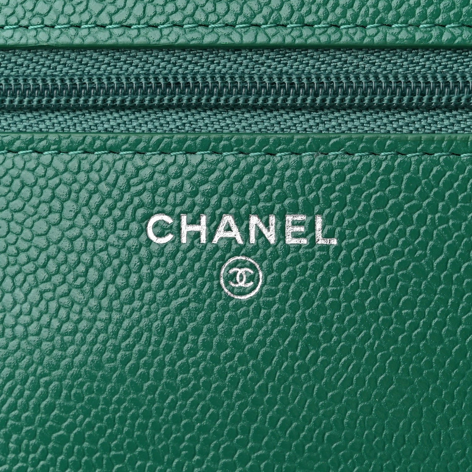 Chanel Metallic Caviar Quilted Wallet On Chain WOC Green 6 of 11