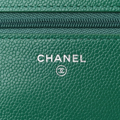 Chanel Metallic Caviar Quilted Wallet On Chain WOC Green 6 of 11