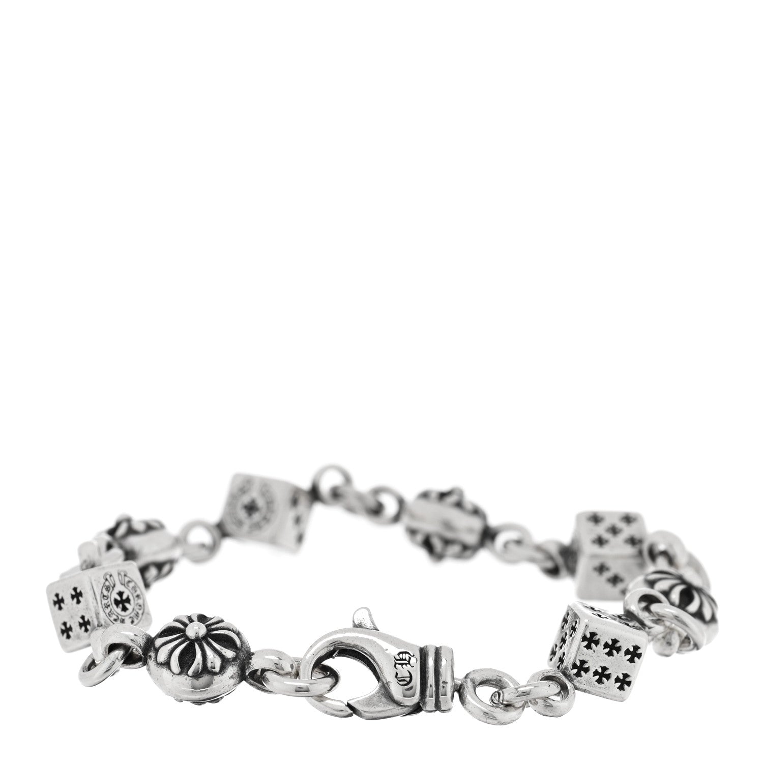 Chrome Hearts Sterling Silver Dice Cross Ball Bracelet 2 of 3