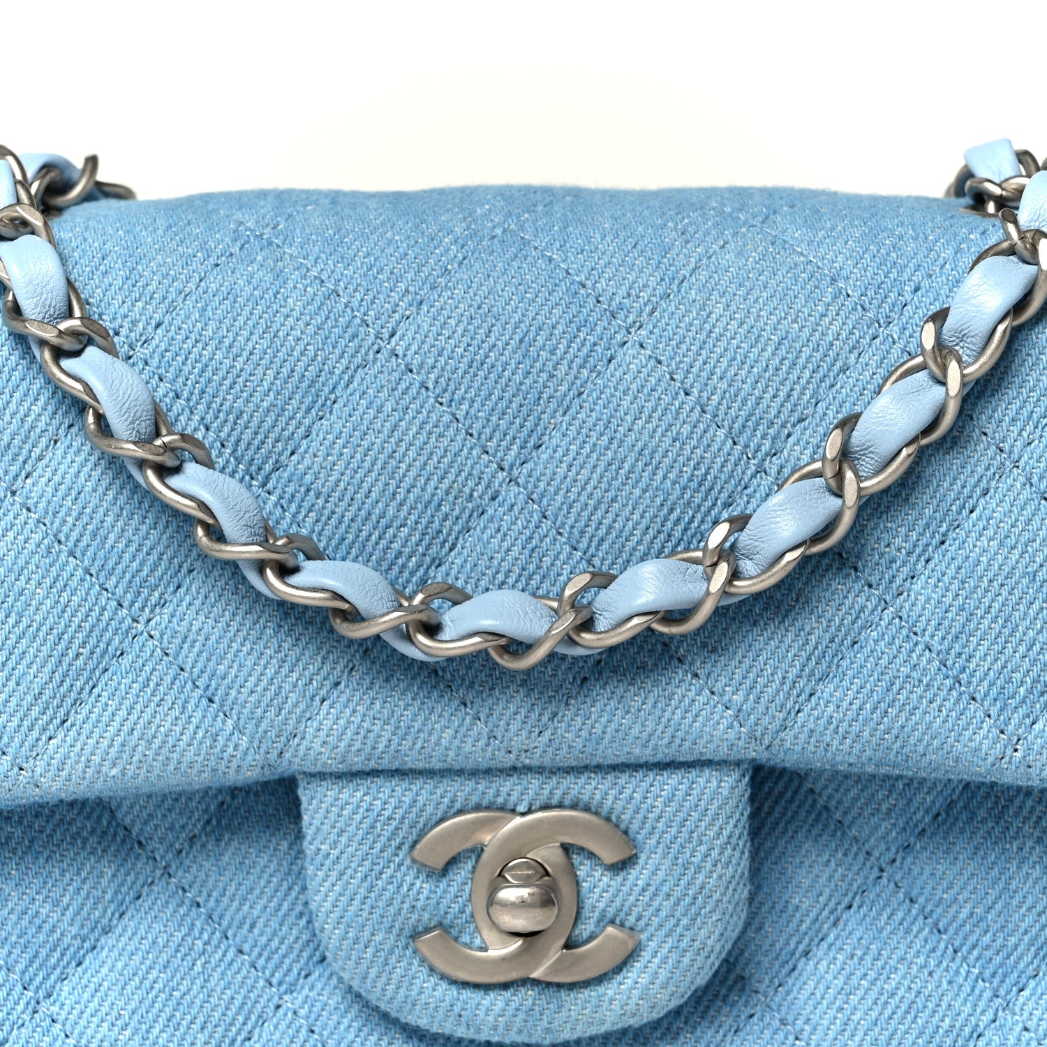 Chanel Denim Quilted Mini Rectangular Flap Blue 9 of 12