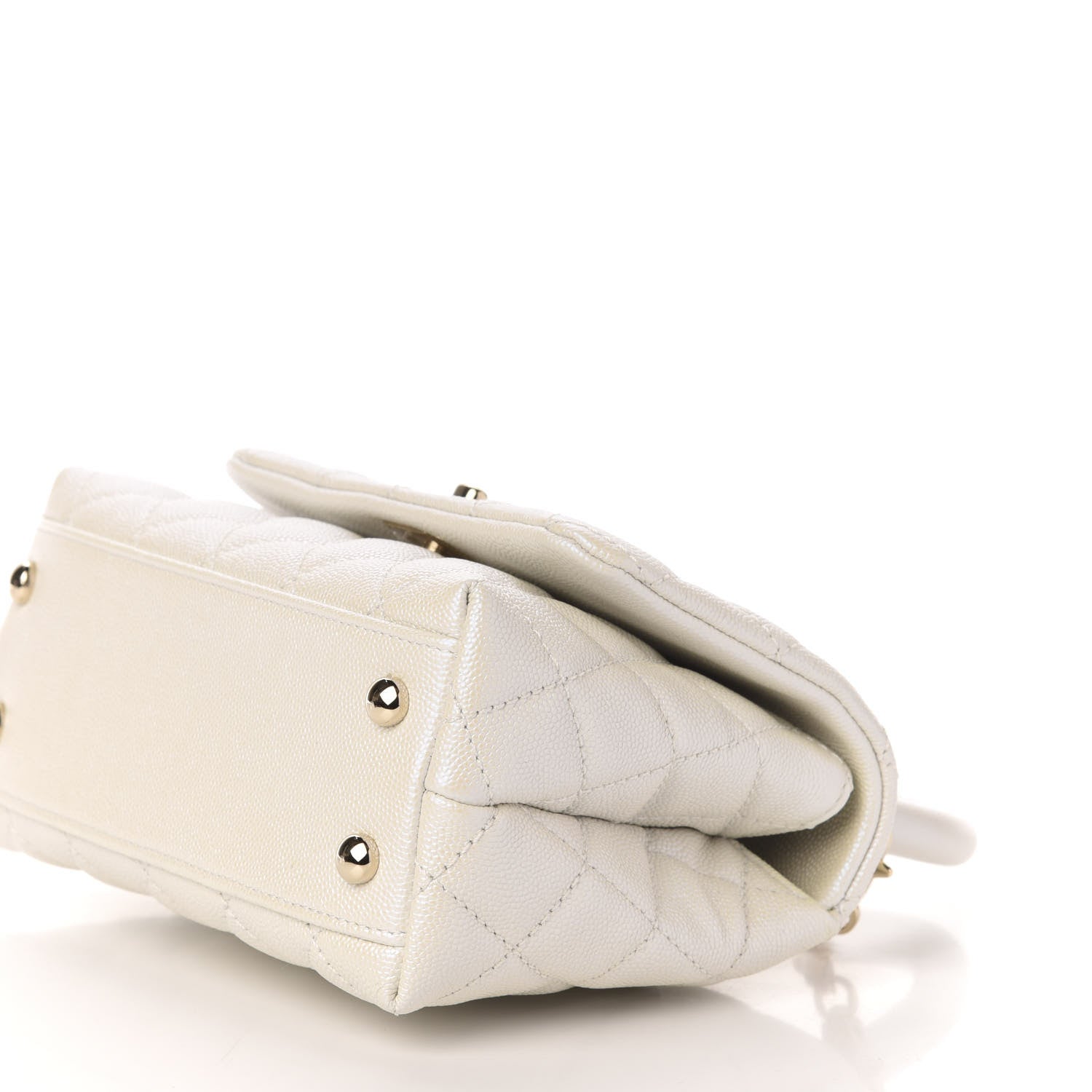 Chanel Iridescent Caviar Quilted Extra Mini Coco Handle Flap Ivory 9 of 10