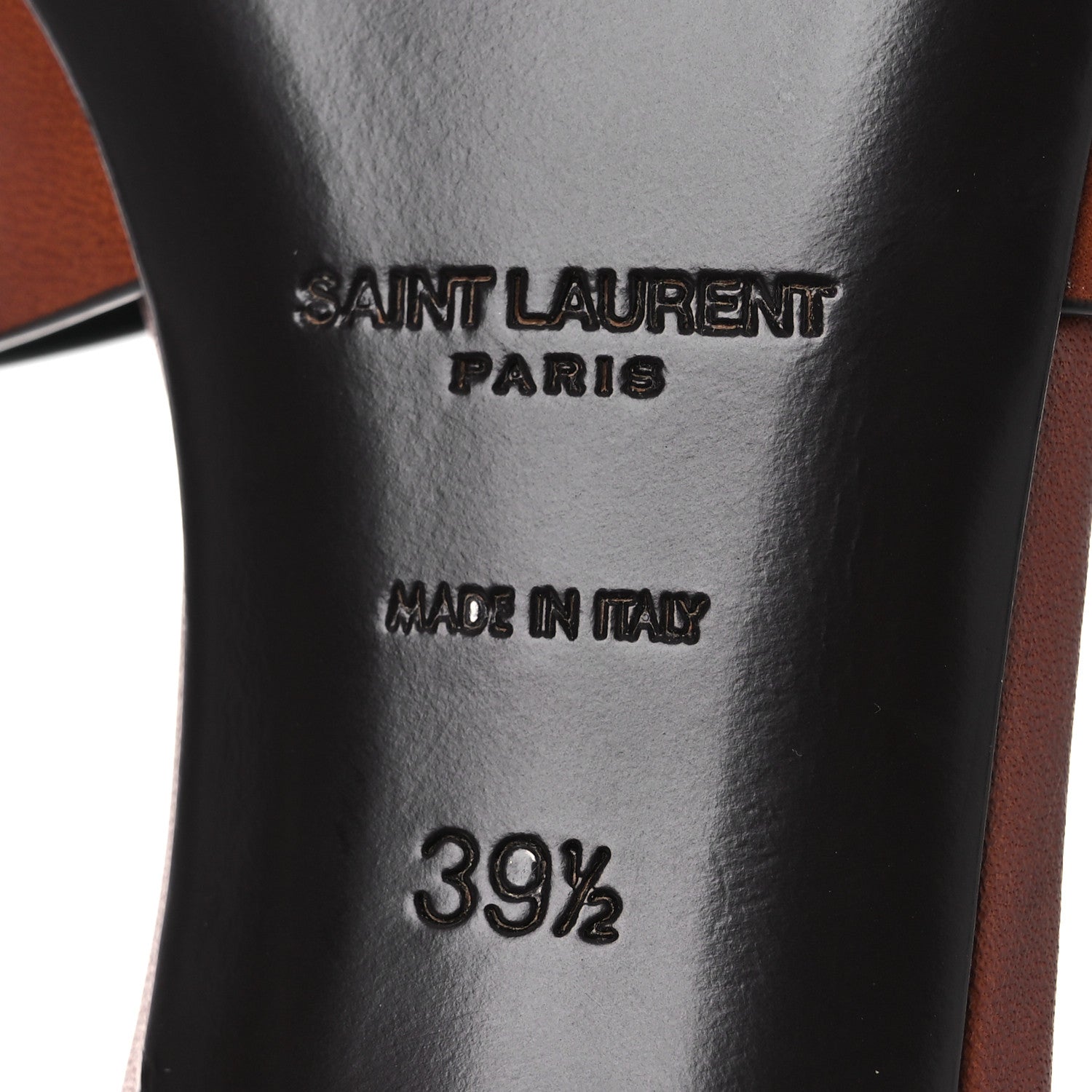 Saint Laurent Calfskin Tribute 85 Slide Sandals 39.5 New Papaya 8 of 13