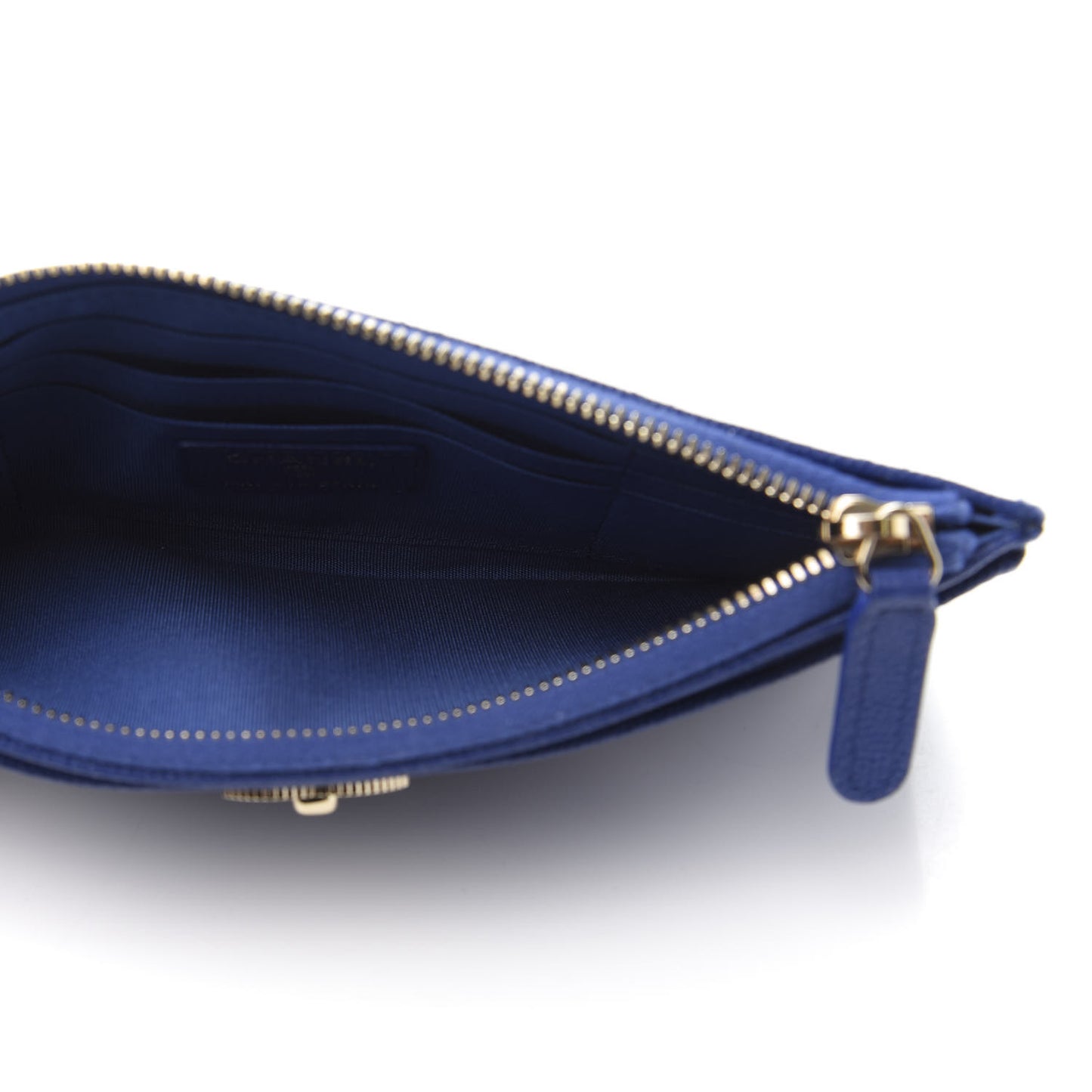Caviar Quilted Mademoiselle Vintage Zip Pouch Blue