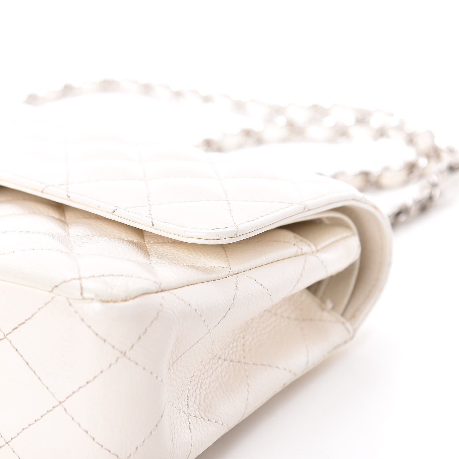 Chanel Caviar Quilted Medium Double Flap White 28 of 29