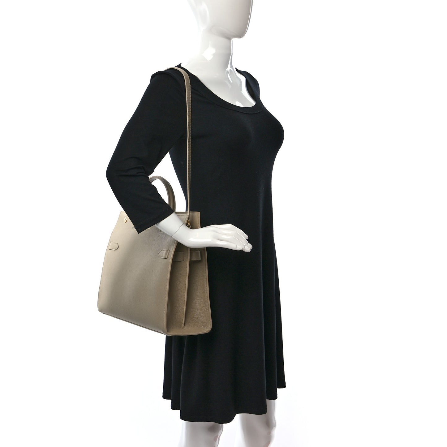 Grainy Calfskin Medium Title Bag Honey