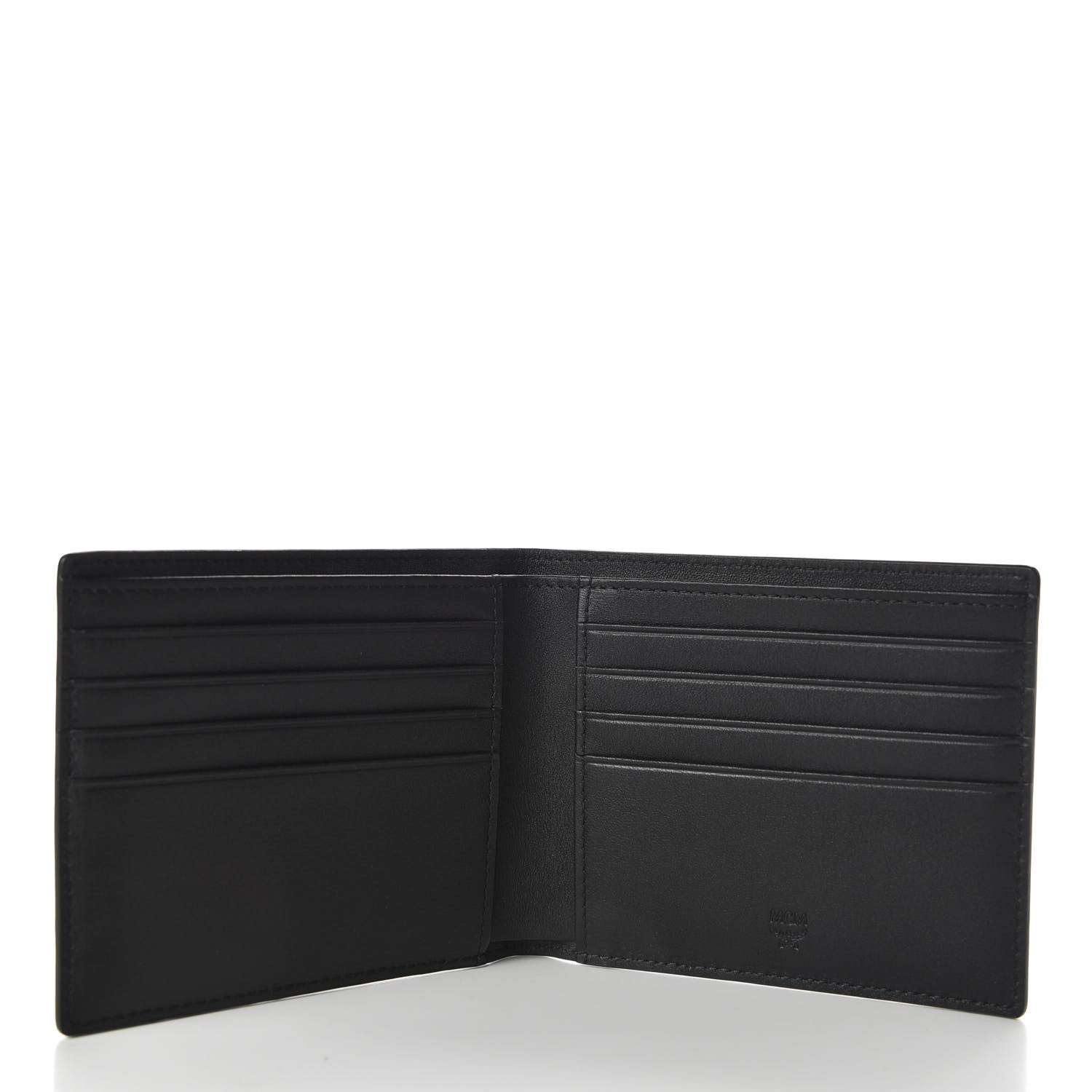 MCM Calfskin Studded Robot Bi-Fold Wallet Black 5 of 8
