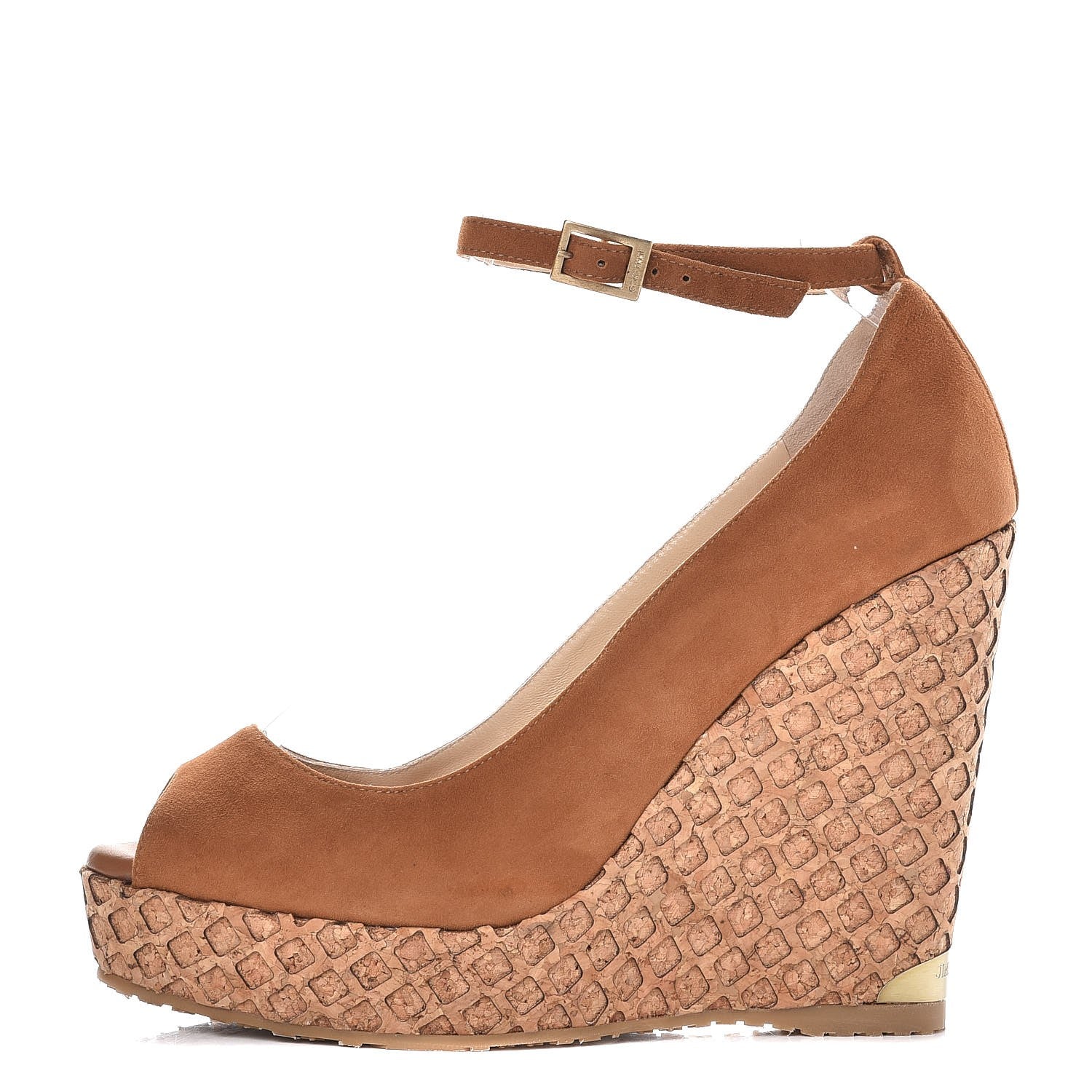 Jimmy Choo Suede Cork Pacific 120 Wedge Sandals 39 Canyon 1 of 10