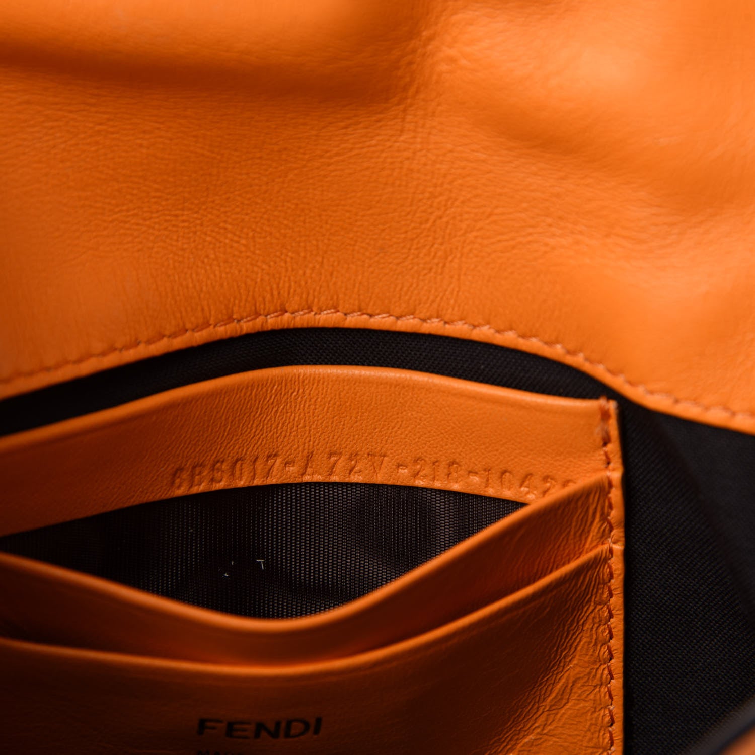 Fendi Nappa FF 1974 Embossed Mini Baguette Clementine 10 of 12