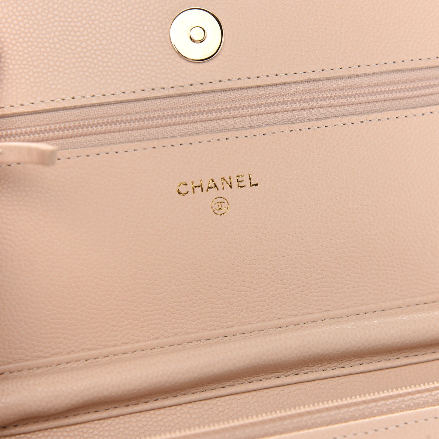 Caviar Quilted Coco Candy Wallet On Chain WOC Beige