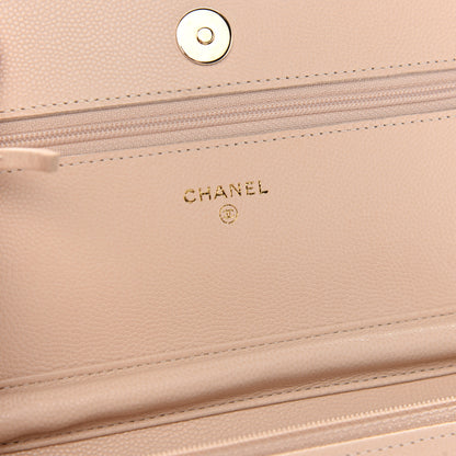 Chanel Caviar Quilted Coco Candy Wallet On Chain WOC Beige 6 of 10