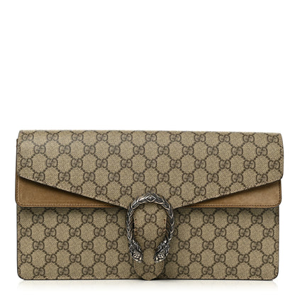 Gucci GG Supreme Monogram Suede Dionysus Clutch Beige Taupe 1 of 9