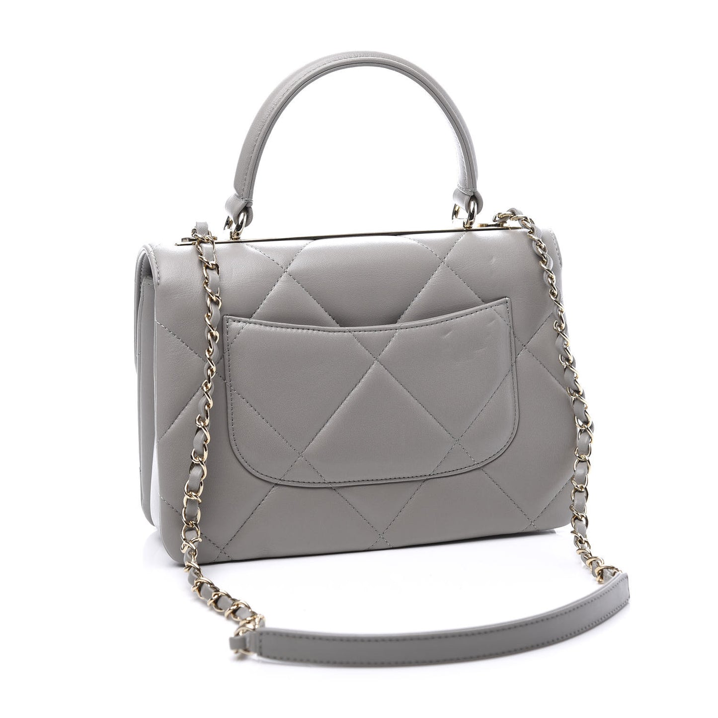 Lambskin Quilted Small Trendy CC Top Handle Flap Grey
