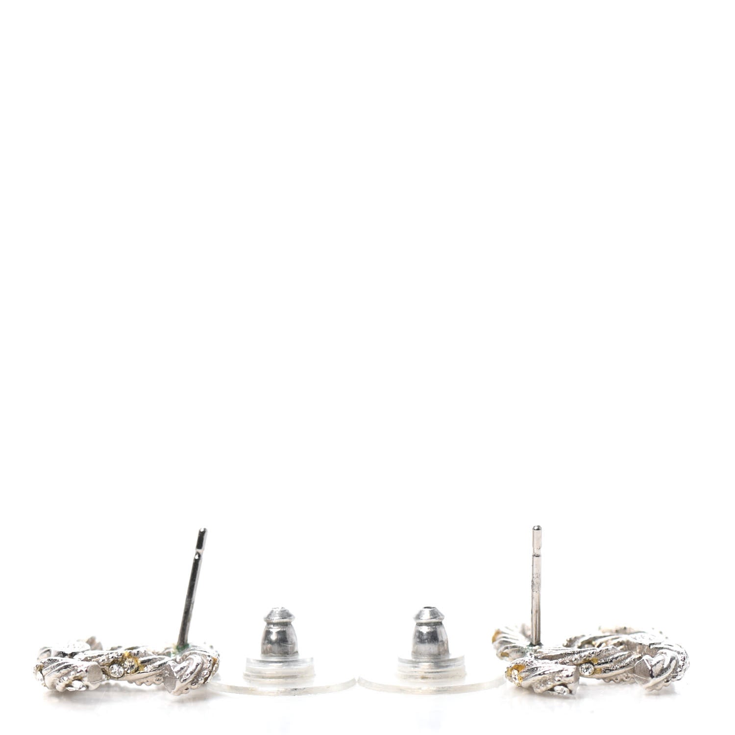 Chanel Crystal CC Twisted Earrings Silver 3 of 4