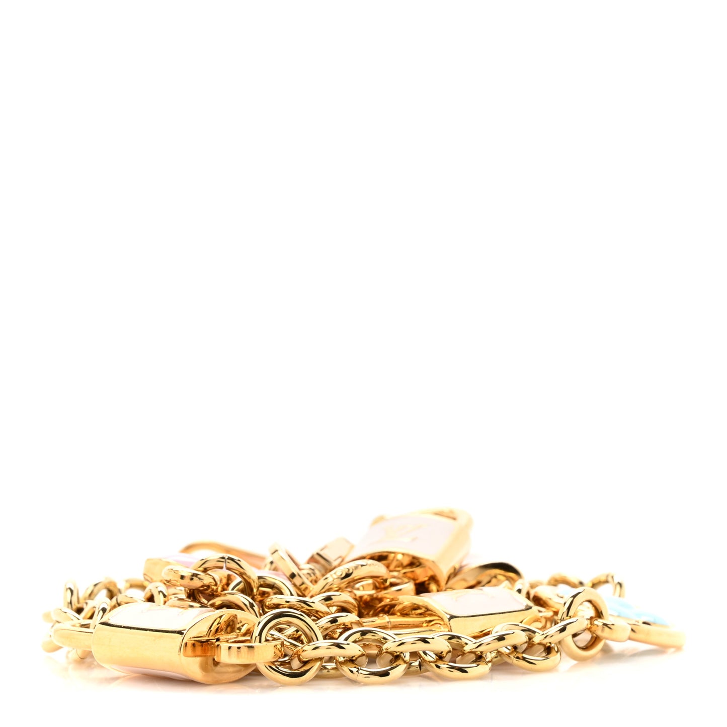 Enamel Flower Lock Capucines Chain Strap Gold Multicolor