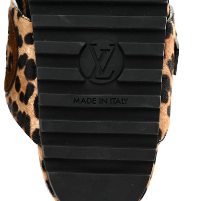 Louis Vuitton Calfskin Pony Hair Leopard Bom Dia Mule Sandals 36 Cognac Brown 7 of 9
