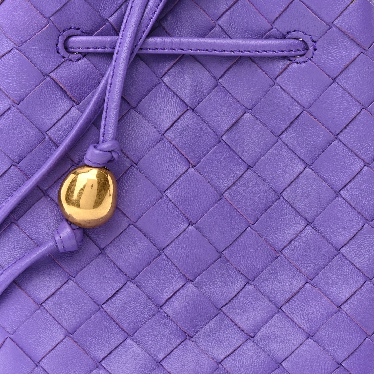 Nappa Intrecciato Small Drawstring Bucket Bag Purple