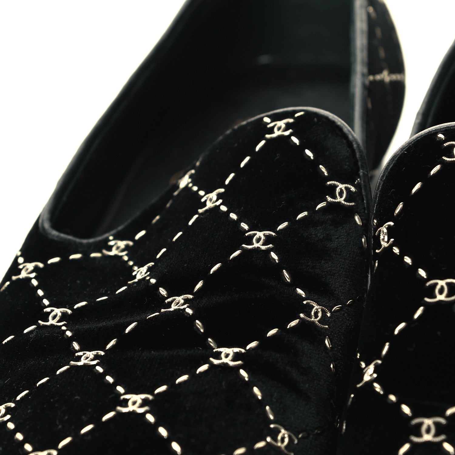 Chanel Velvet Mocassin Loafers 36.5 Black 9 of 9