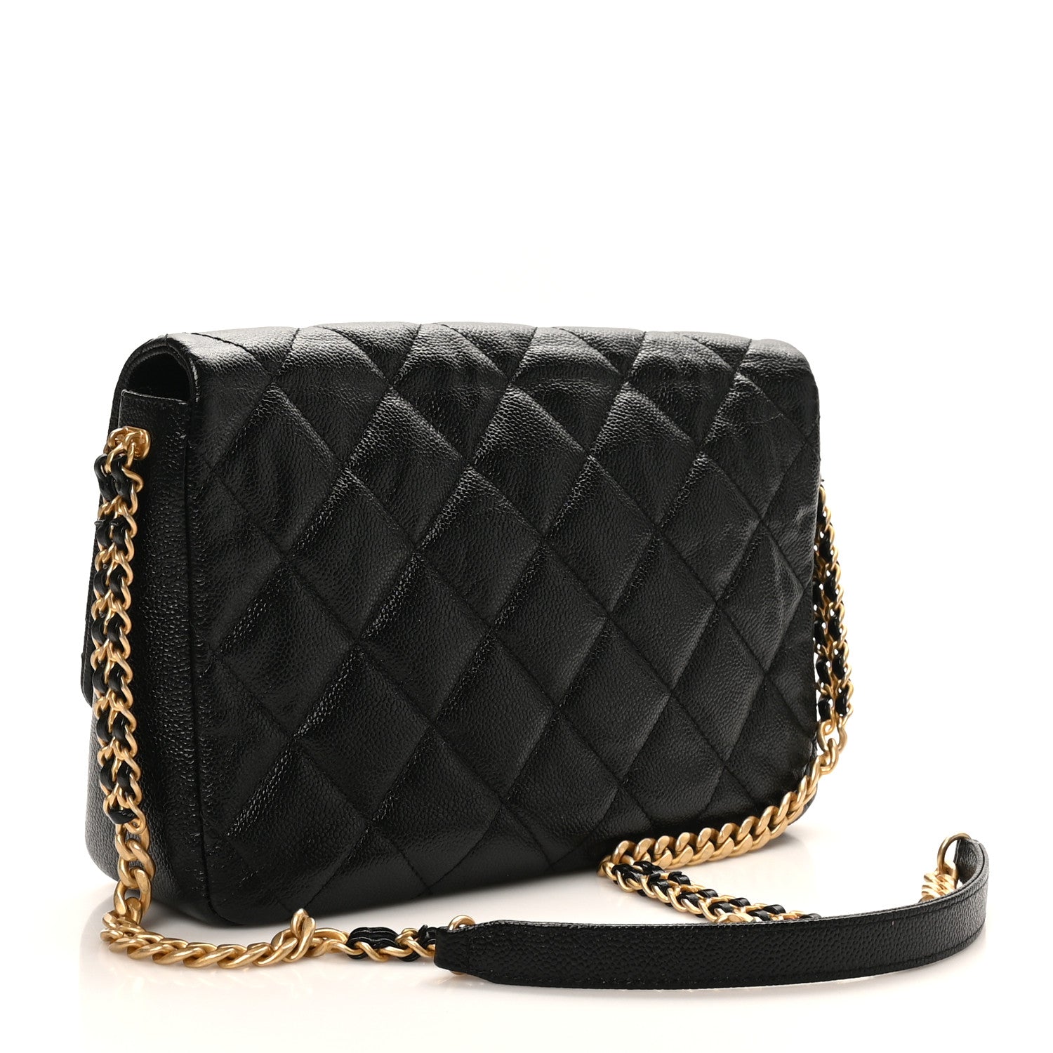 Chanel Shiny Caviar Quilted Large Chain Melody Flap Black 4 of 19