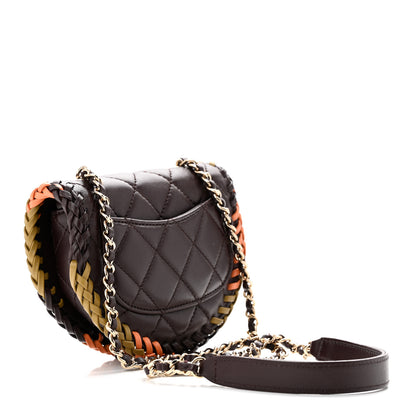 Chanel Lambskin Quilted Braided Mini Messenger Flap Dark Purple Khaki Orange 2 of 10