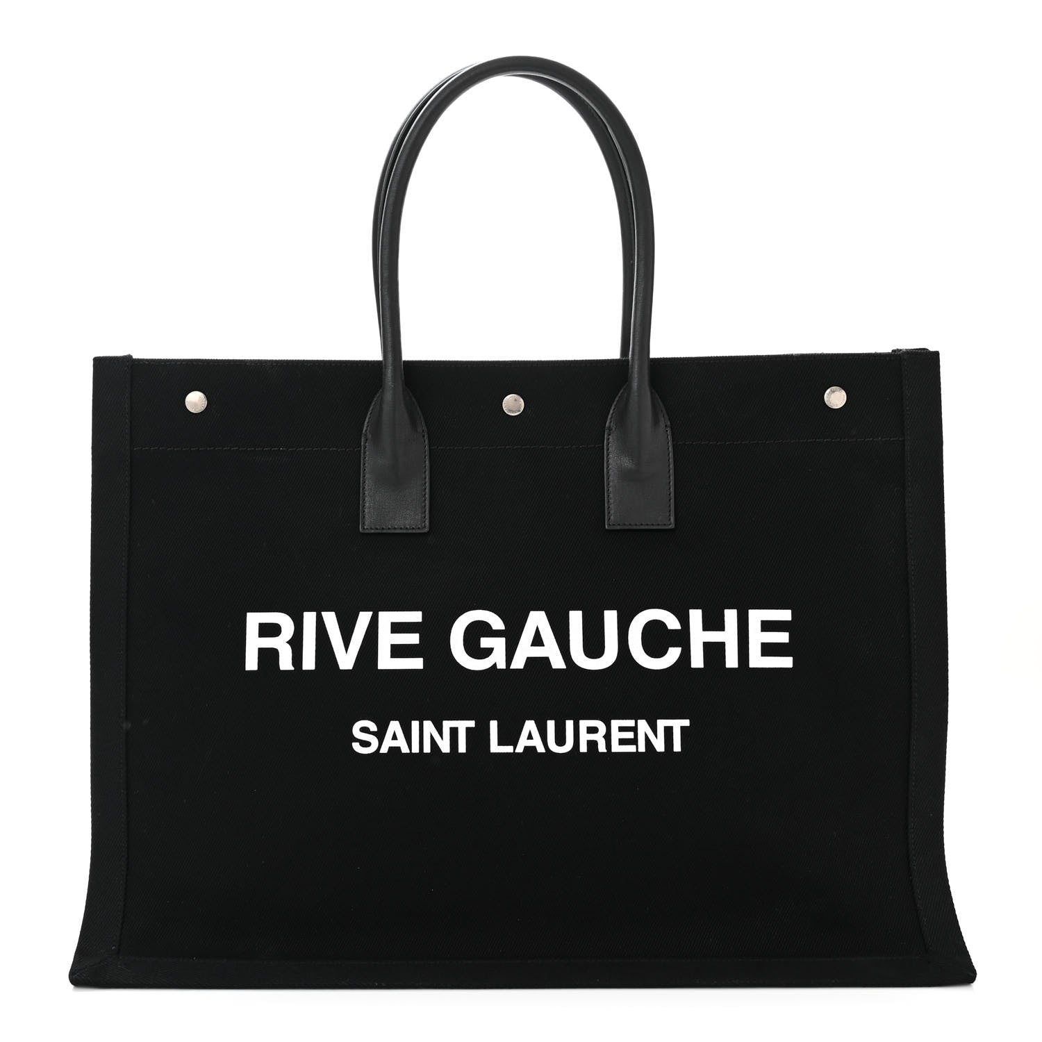 Saint Laurent Linen Calfskin Rive Gauche Tote Black 1 of 10