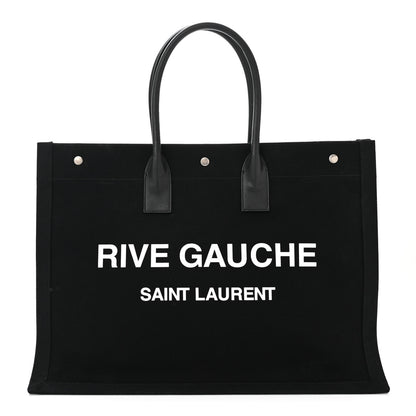 Saint Laurent Linen Calfskin Rive Gauche Tote Black 1 of 10