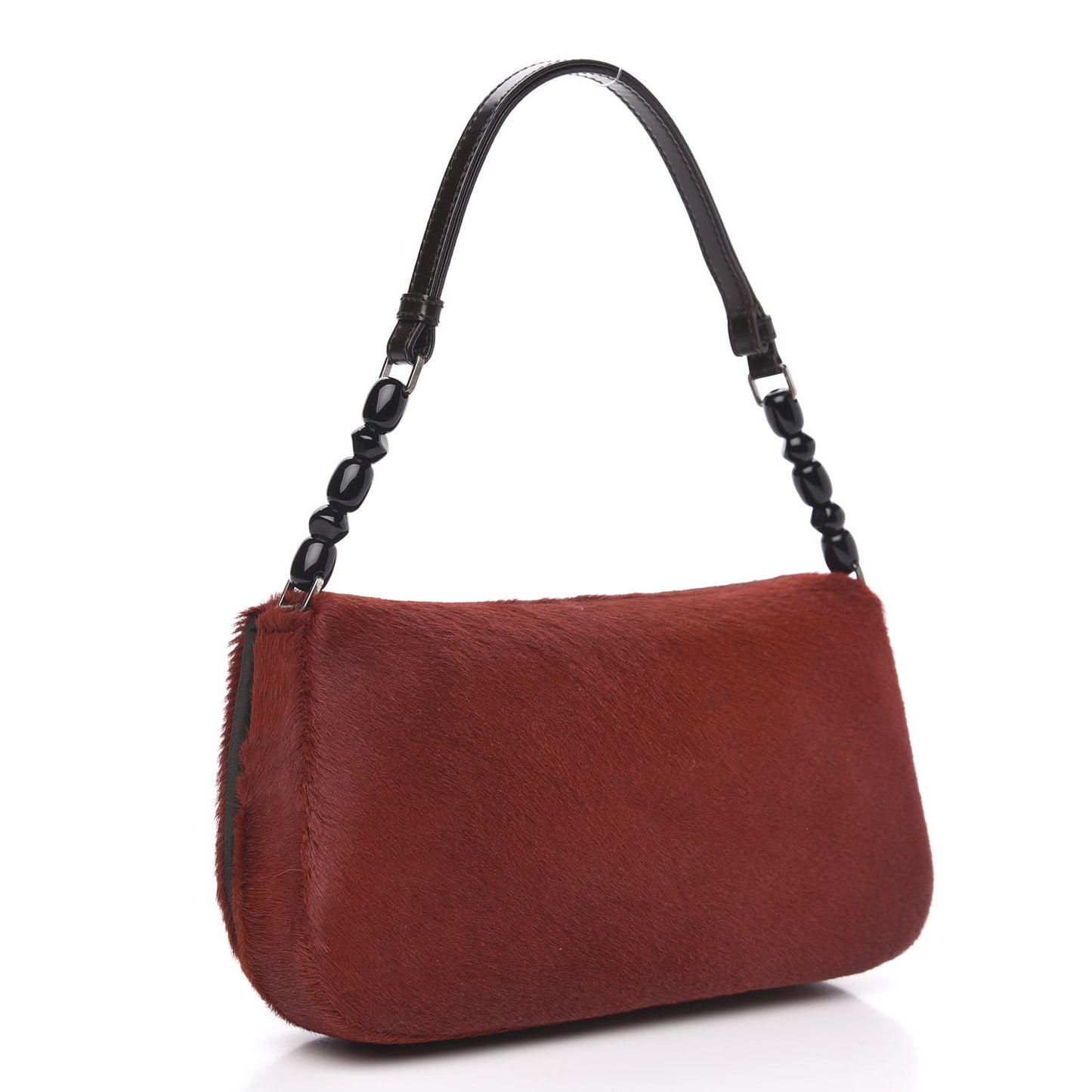 Pony Hair Trotter Maris Pearl Shoulder Bag Dark Red