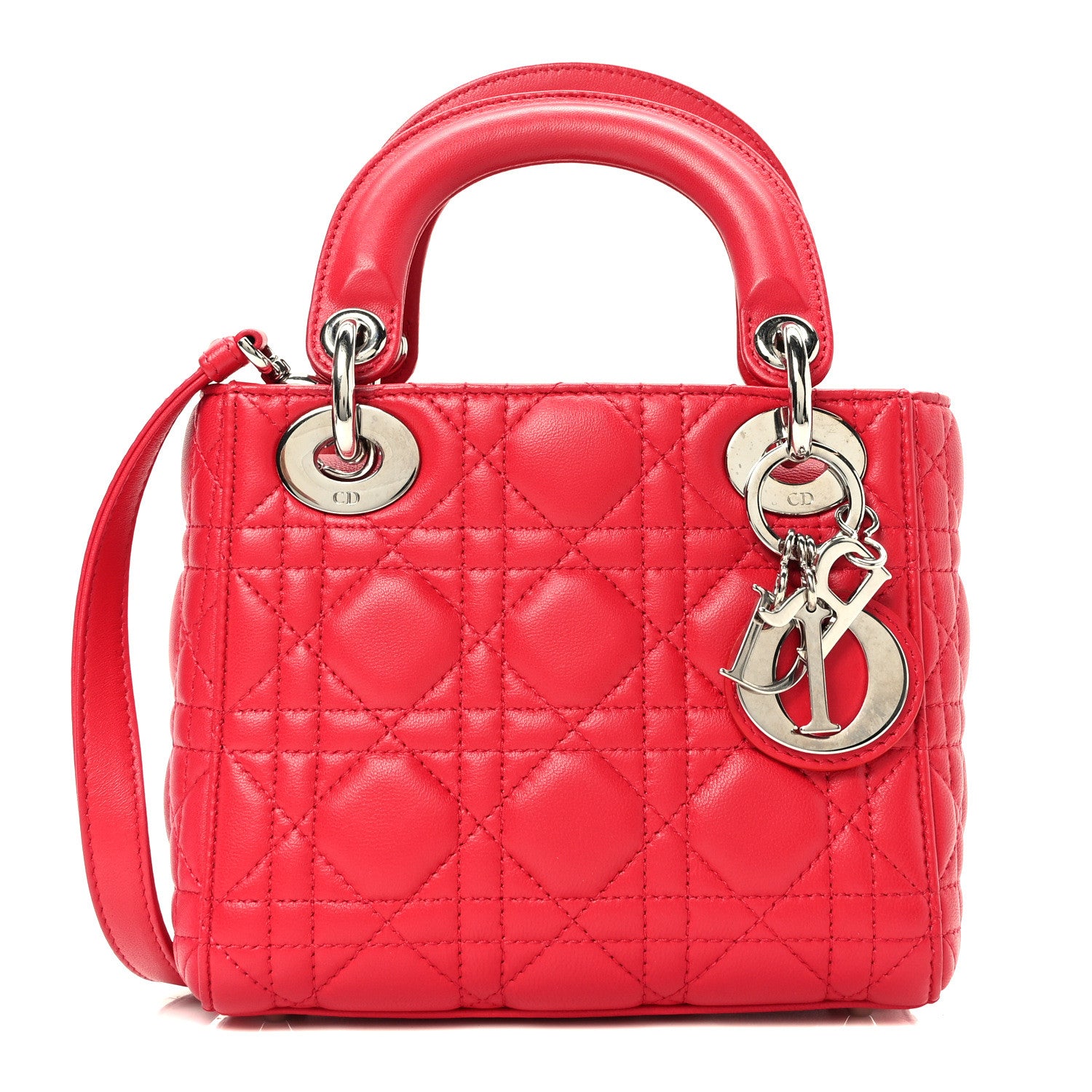 Christian Dior Lambskin Cannage Mini Lady Dior Red 1 of 9