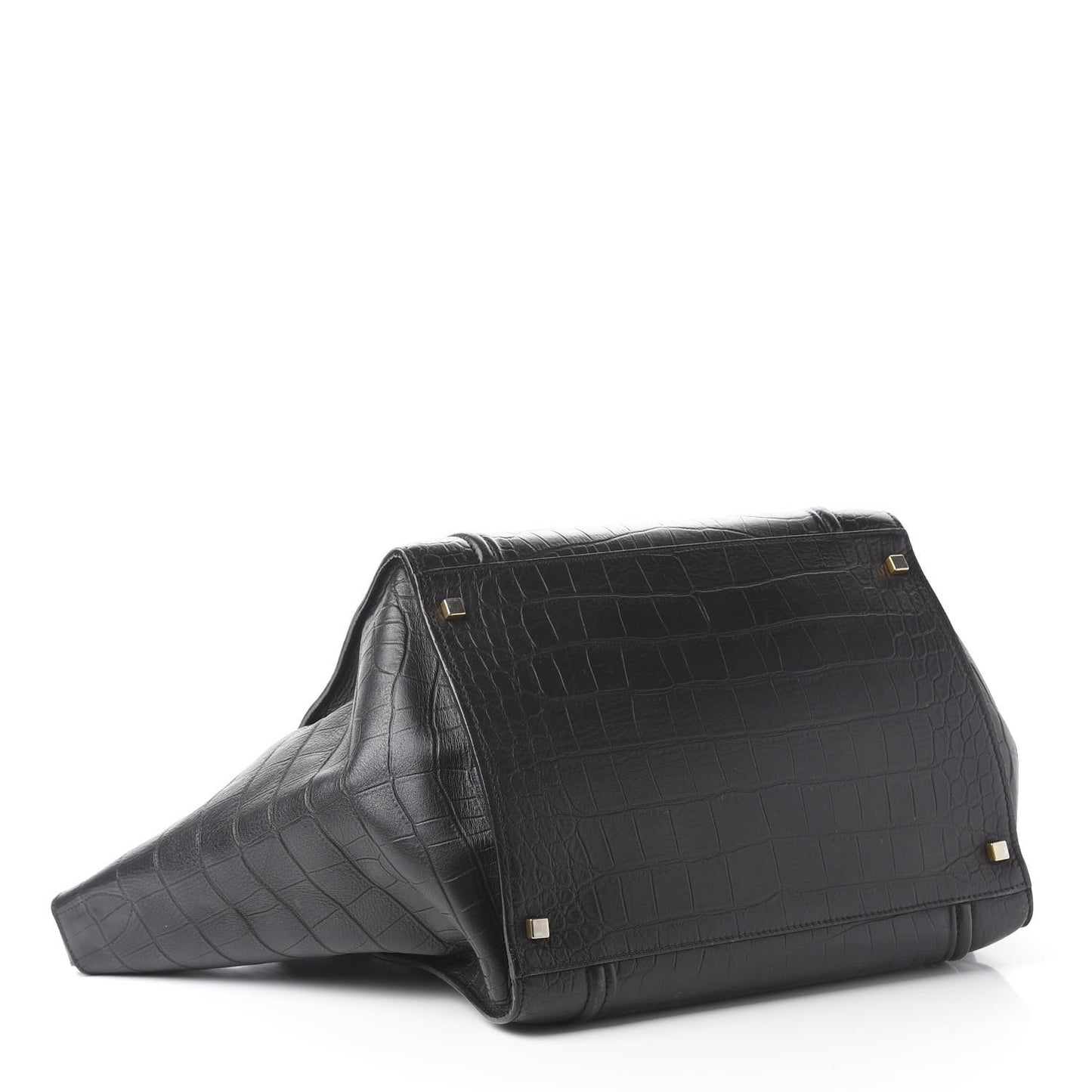 Crocodile Embossed Calfskin Large Phantom Luggage Black