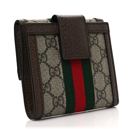Gucci GG Supreme Monogram Web Ophidia French Flap Wallet Beige New Acero 3 of 8