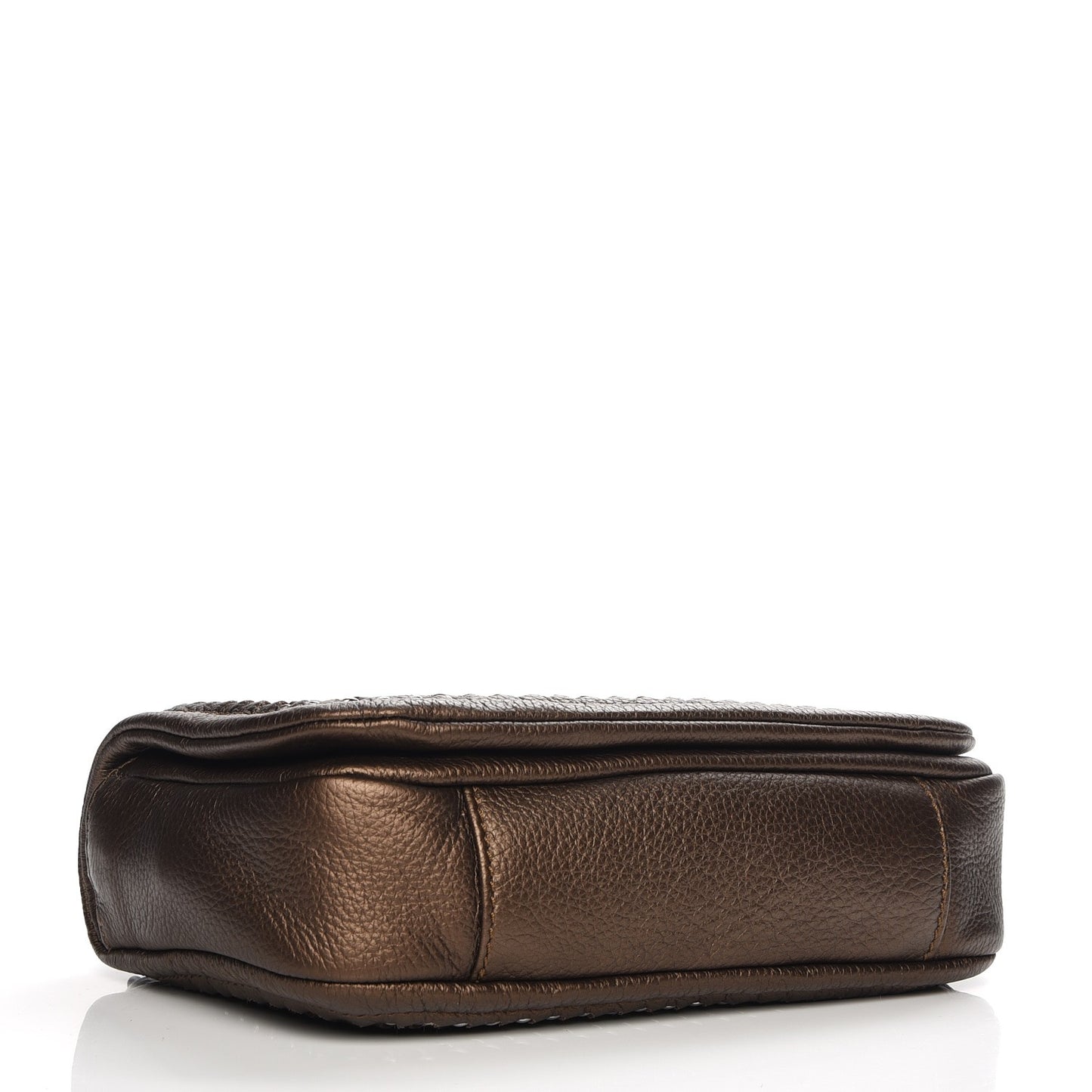 Metallic Deerskin Small Luxe Ligne Flap Bronze